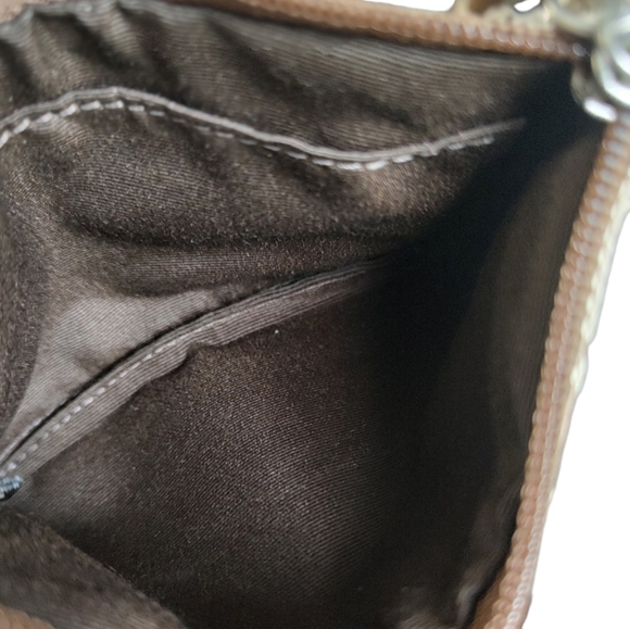 COACH Signature Stripe Small Wristlet Wallet Khaki Mahogany Brown F47790 - Picture 11 of 11